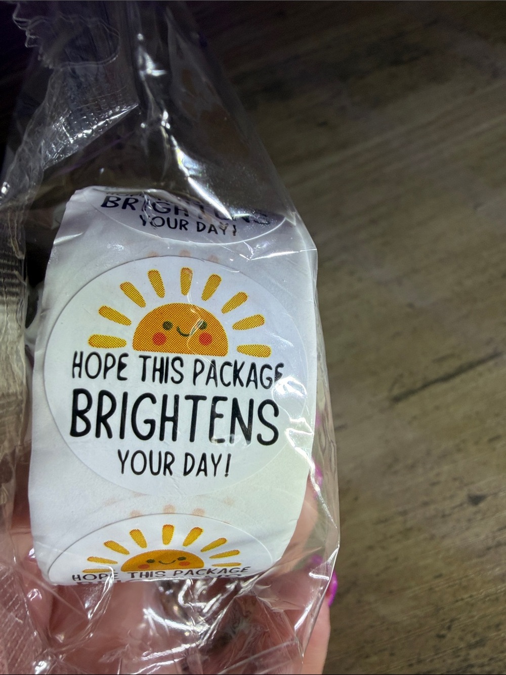 🆕💜500 “Hope This Package Brightens Your Day” Stickers Roll Sun Packaging Labels